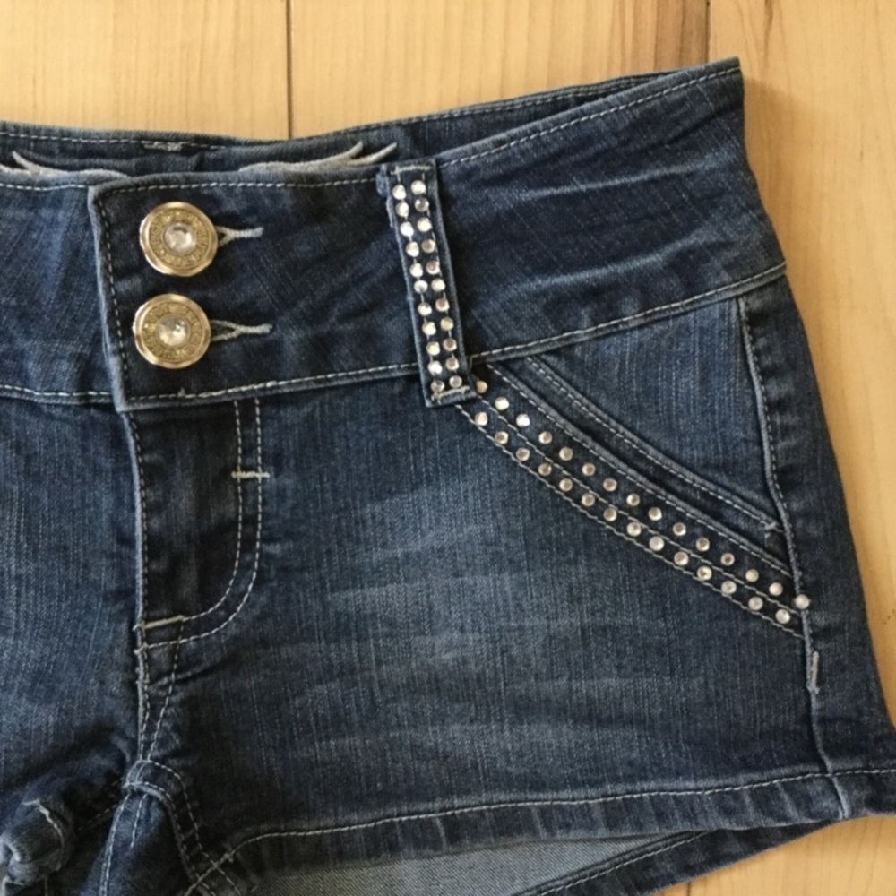 C'est Toi | Blue Denim Bling Shorts
